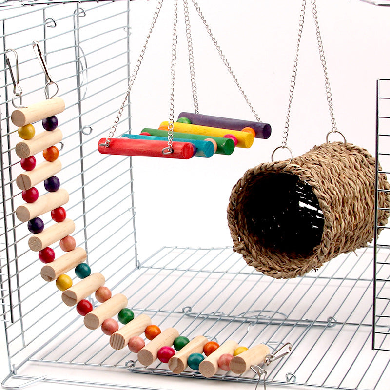 Enhance Your Parrot's Cage with Our Toy Swing Climbing Ladder!