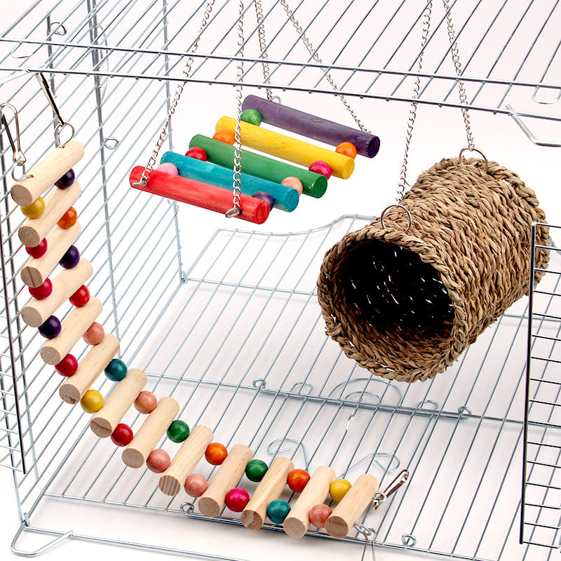 Enhance Your Parrot's Cage with Our Toy Swing Climbing Ladder!